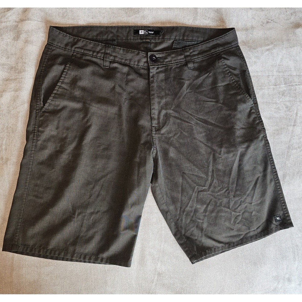 Rip Curl Mens Board Shorts Flat Front Size 36 Grey Black plaid